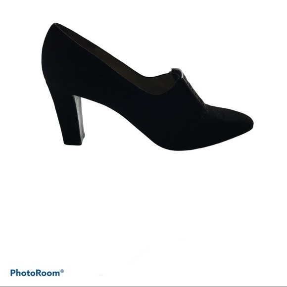 Yves Saint Laurent Vintage Buckle Shoes Black Suede Size 8.5 - Picture 8 of 8